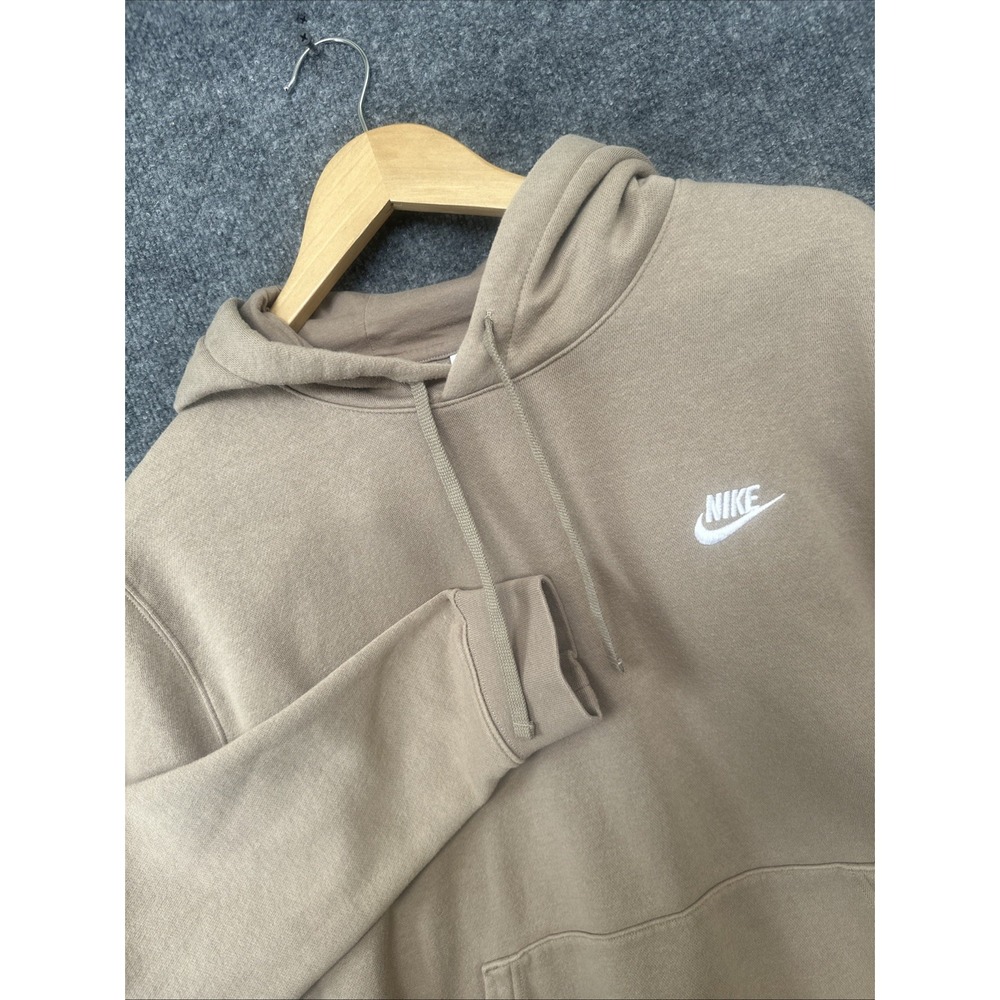 Nike Men's Brown XL  Cotton Blend Pullover Hoodie Pocket Drawstring Swoosh Logo